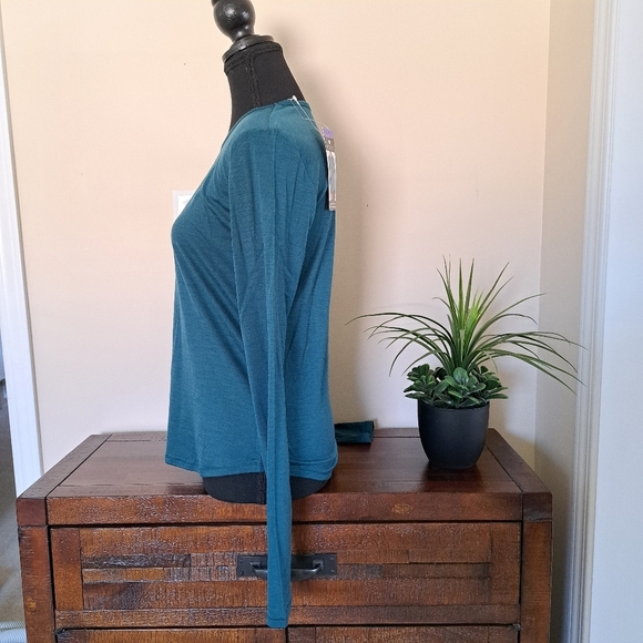 Segments Merino Wool Long Sleeved Top Women's XS Tee Dark Teal Soft T-shirt NWT - Picture 7 of 10